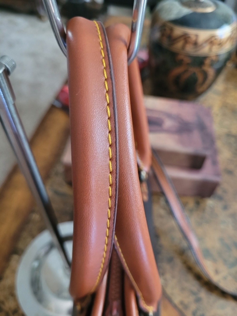 Dooney & Bourke Black and Brown Pebbled Leather Satchel - Picture 5 of 8